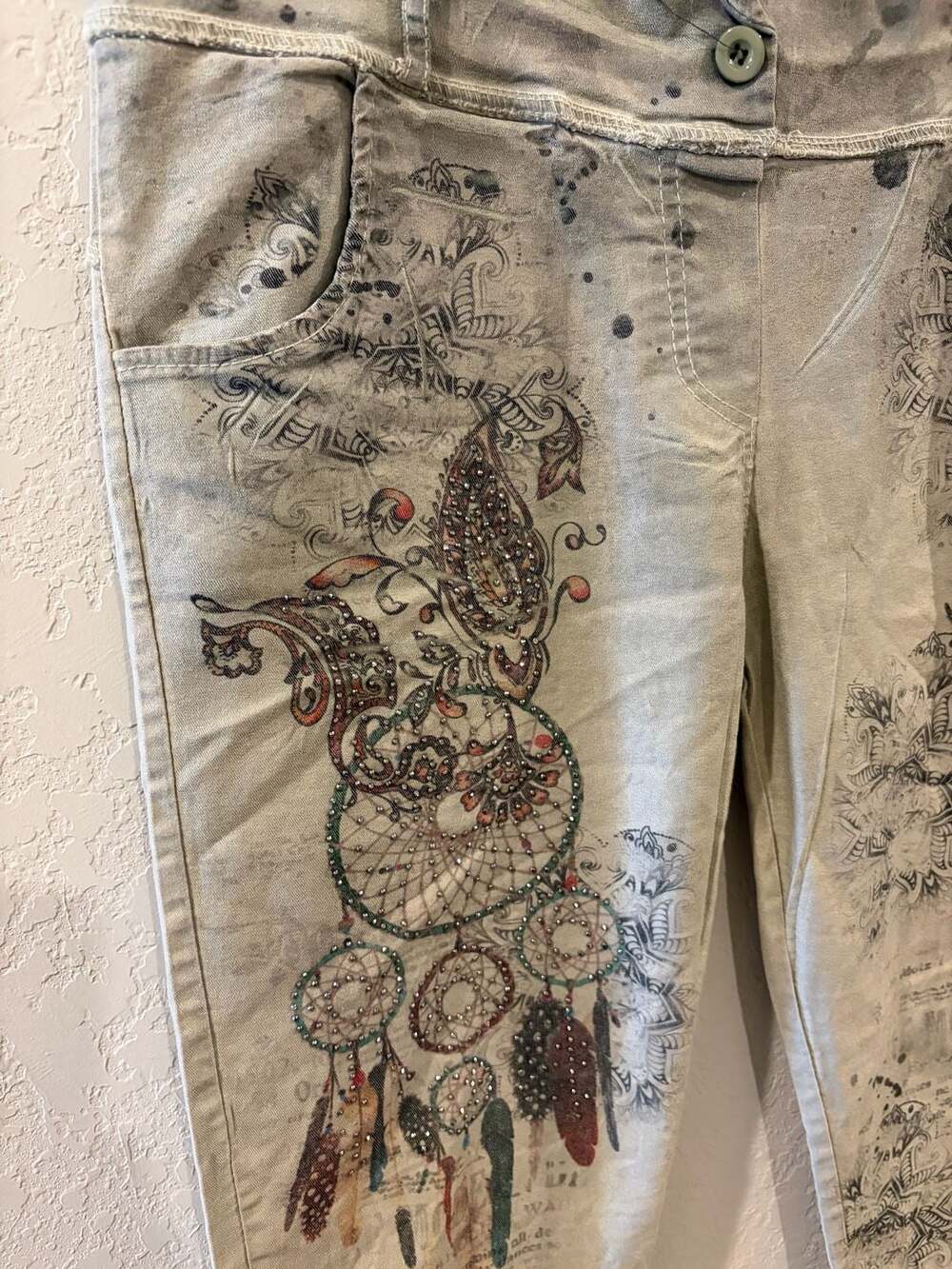 Made In Italy Embellished Dreamcatcher Print Pants - Picture 3 of 12